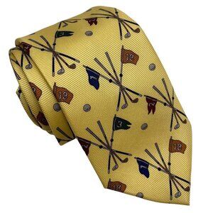 Silk Golf Tie Mens Necktie Yellow Bloomingdales NWT